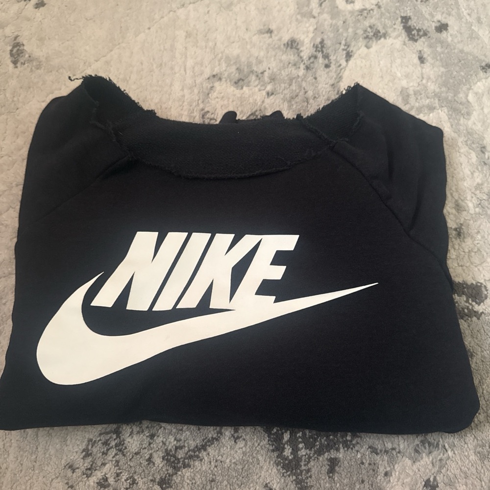 Nike Black Crewneck With Sell Cutoff Neckline